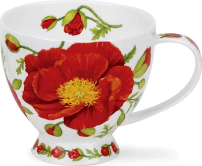 Produktbild von Dunoon Becher, Tasse Skye auf Fuß PAPAVER Mohn für 450ml weiß bunt Formano WA