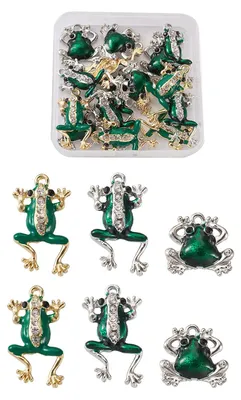 Frosch-Anhänger, 18 Stück, Legierung, Emaille, Strass, DIY-Schmuck