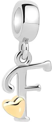 Image de Charm en forme de lettre avec pendentif en forme de cœur jaune, en argent sterling 925 avec zircone, compatible avec les bracelets européens