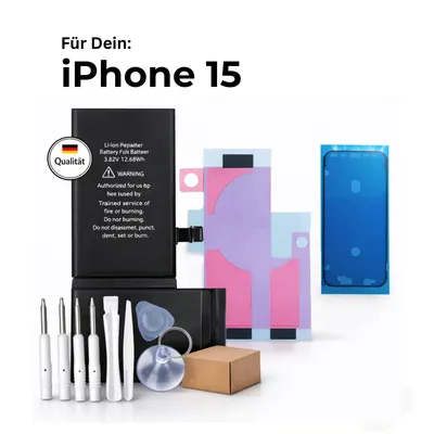 Produktbild von Diagnose Akku für iPhone 15 3349 mAh mit Werkzeugset – ohne Fehlermeldung