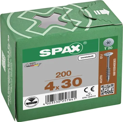Produktbild von SPAX Möbelverbindungsschrauben T20 Flachrückwandkopf 0681030400303 4 mm x 30 mm 200 St.