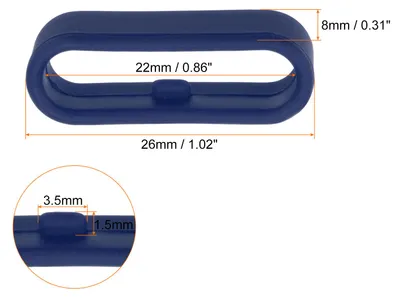 Produktbild von 10 Stš¹ck Uhrenarmband-Schlaufen aus Silikon, Ersatz-Schnellverschlussringe aus Silikon, Uhrenhalter Keeper fš¹r 22mm breites Uhrenarmband, Mitternachtsblau