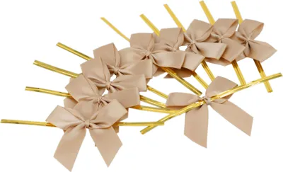 Produktbild von Satinschleifen 5cm mit entfernbarem Draht 10 Stück Sand Beige