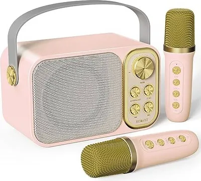 Produktbild von Bescost Karaoke Machine 2 Mikrofone, Mini -System 7 Spracheffekte, tragbare Bluetooth -Lautsprecher Kinder Erwachsene, perfekte Partys, Geburtstage