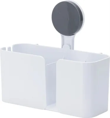 Produktbild von Duschregal, Badezimmerregal mit Saugnapf, weiß, ohne Bohren 21×9×19 cm