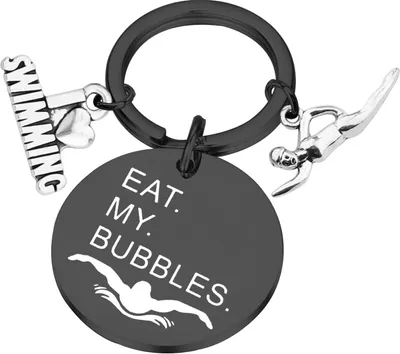 Produktbild von INF Stylischer schwarzer Schwimmer-Schlüsselanhänger aus Edelstahl - Perfektes Geschenk