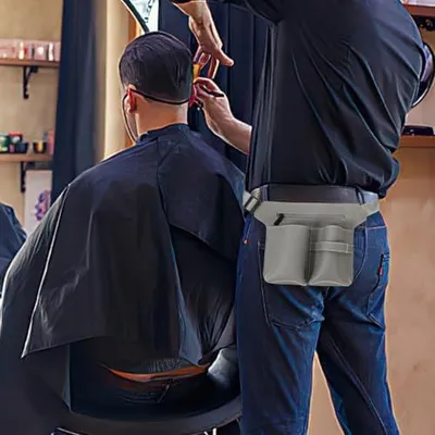 Produktbild von Leichte Friseurscherentasche aus Leder mit Gürtel zur Aufbewahrung von Haarscheren für Friseure und Barbiere im Salon und im Freien