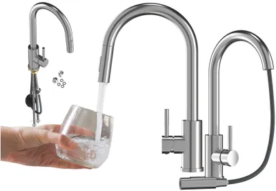 Immagine prodotto di Granitan - Rubinetto da cucina - Rubinetto per lavello - Bocca estraibile - Acciaio inossidabile - Rubinetto da cucina - LOSETO