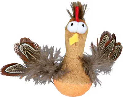 Produktbild von TRIXIE Steh-auf-Huhn m. Mikrochip / Federn,Plüsch,Katzenmi., 10 cm