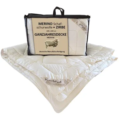 Produktbild von Merino Schafschurwolle + Zirbe Ganzjahresdecke Kuschelzeit in 240x220 cm