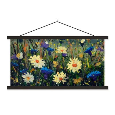 Produktbild von MuchoWow® Textilposter Malerei - Ölfarbe - Natur - Blumen 150x75 cm mit schwarzem Rahmen - Posterleiste