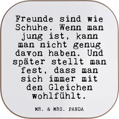 Produktbild von Mr. & Mrs. Panda Tischuntersetzer Freunde sind wie Schuhe.... - Weiß - Geschenk, Getränkeuntersetzer, beste Freundin, Schuhe, Geburtstagsgeschenk, gläseruntersetzer