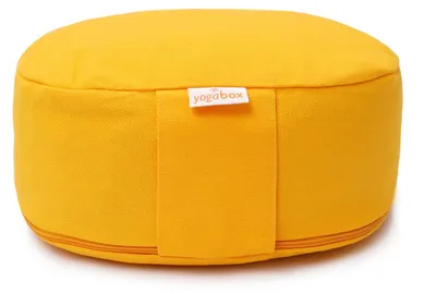 Zdjęcie produktu dla yogabox Yogilino® Poduszka do medytacji podróżna mini owalna BASIC – kolor żółty 26 x 21 x 9 cm Łuski gryki
