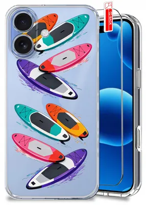 Produktbild von iPhone 16-Hülle – Sommermotive, farbenfrohe, transparente Hülle + Displayschutzglas