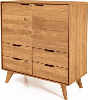 Produktbild von Kommode Gerg aus Wildeiche massiv 90x40x92 cm mit 2 Türen und 4 Schubladen