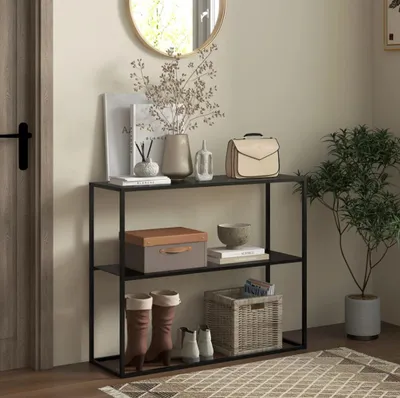 Produktbild von Konsolentisch, Sideboard, 2 Etagen,Wohnzimmer 90 x 30 x 75cm, schwarz
