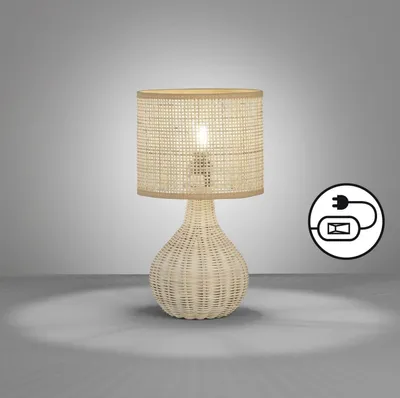 Produktbild von Fischer & Honsel Nature Tischleuchte E14 schaltbar Lampenschirm Rebestrick natur Rebe 50733