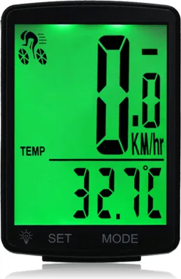 Produktbild von Fahrradcomputer, 2,8 LCD-Bildschirm, Fahrradtacho, kabelloser Computer, regenfest, Tachometer, Kilometerzähler, grünes Licht