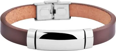 Produktbild von Akzent Armband aus Echtleder und Edelstahl in Dunkelbraun