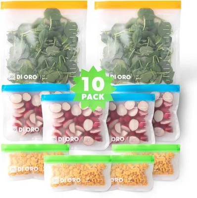 Obrázok produktu pre Opakovane použiteľné, bez BPA, hrubé, nepretekajúce a umývateľné vrecká na desiatu pre potraviny