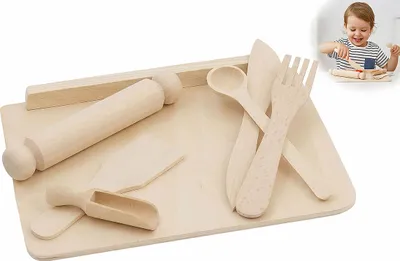Zdjęcie produktu dla ZESTAW MAŁA KUCHARKA drewniany przybory kuchenne akcesoria