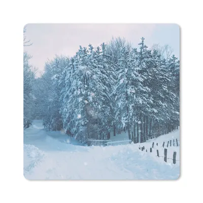 Produktbild von MuchoWow® Mauspad Mousepad Wald - Schnee - Winter 30x30 cm - Mousepads - Maus Mat - Pad - Mausunterlage - Gaming