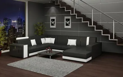 Zdjęcie produktu dla Komplet wypoczynkowy z ekoskóry, narożnik, sofa narożna z ekoskóry, narożnik, zestaw wypoczynkowy, narożnik "Drezno"