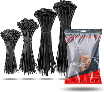 Produktbild von 500x Kabelbinder schwarz Set kurz lang reißfest UV beständig (-St., Kabelbinder in vier verschiedenen Größen) Div. Längen