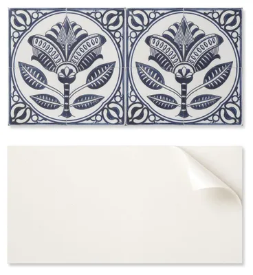 Produktbild von Selbstklebende Vinylplatte mit Aufdruck 100x50 cm, florales Keramikmuster