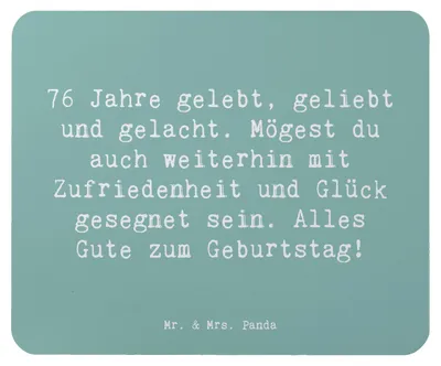Produktbild von Mr. & Mrs. Panda Mauspad Spruch 76. Geburtstag - Meeresbrise - Geschenk, Happy Birthday, Mousepad, liebevolle Momente, Geburtstagsgeschenk, laptop, pc mausunterlage