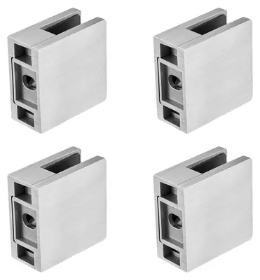 Image de Pince à verre VEVOR, 4 pièces de fixation carrée de balustrade en verre pour verre trempé 0,31"-0,47", 304 acier inoxydable pince de montage de verre, support d'étagère en verre pour balcon, jardin, piscine, escalier, argent