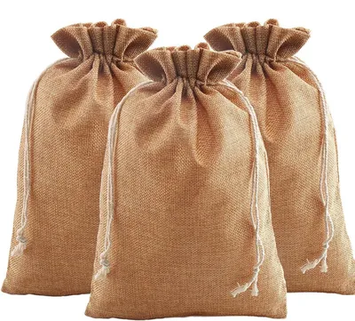 Produktbild von Jutesäckchen 12 Stück dunkelbraun 20x30cm mit Kordel zum Zuziehen