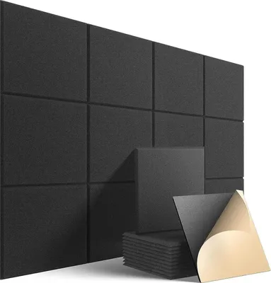 Produktbild von 12 Stück Selbstklebende Schallabsorptionsplatten, 30x30cm, Hochdichte Polyester, Akustik Wandpaneele für Türen, Decken, Studio, Büro, Spielzimmer