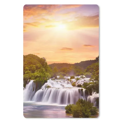 Produktbild von MuchoWow® Mauspad Mousepad Wasserfall - Landschaft - Sonne - Wolken - Sonnenuntergang 40x60 cm - Mousepads - Maus Mat - Pad - Mausunterlage - Schreibtisch Accesoire