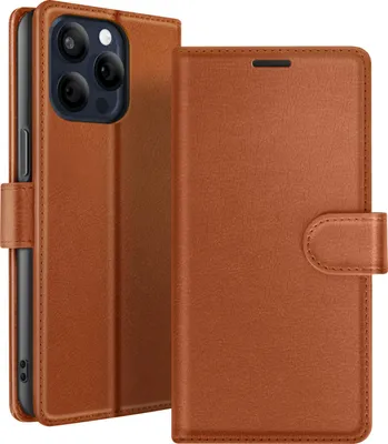 Immagine prodotto di Zanaé, custodia a portafoglio per iPhone 15 Pro con patta magnetica, marrone