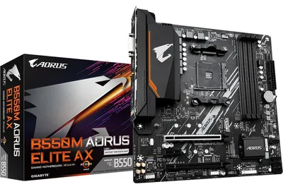 Obrázek produktu pro Základní deska GIGABYTE B550M AORUS ELITE AX - procesory AMD Ryzen 5000, 5+3 fáze VRM, až 4733MHz DDR4, 1xPCIe 4.0 + 1xPCIe 3.0 M.2, Wi-Fi 6E, 1GbE LAN, USB 3.2 Gen 1