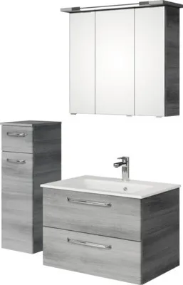 Produktbild von Badmöbel-Set Pelipal Kumba BxHxT 107 x 200 x 50 cm Frontfarbe graphit struktur quer 4-teilig mit Mineralguss-Waschtisch