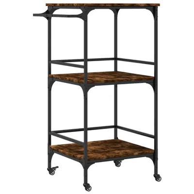 Immagine prodotto di Carrello da cucina in rovere fumé 60,5x50x105 cm materiale a base di legno