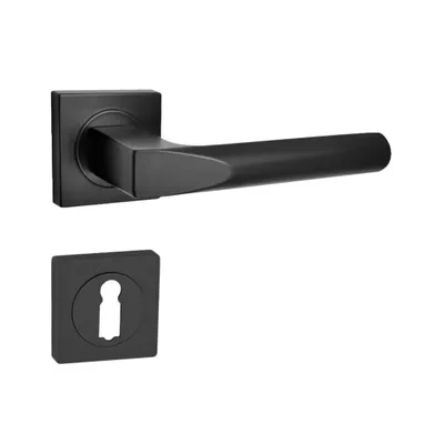 Produktbild von Domino Türgriff CONO-QR Drückergarnitur BB-Buntbart Set quadratische Rosette Türklinke für Zimmertür, Bürotür, Kellertür & Innentür aus Aluminium