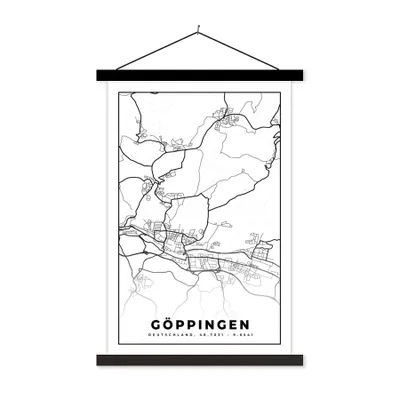 Produktbild von MuchoWow® Textilposter Stadtplan - Göppingen - Stadtplan 120x180 cm mit schwarzem Rahmen - Fotos