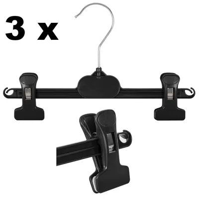 Obrázok produktu pre 3 Vešiak na oblečenie s klipmi Čierny univerzálny vešiak 26 cm