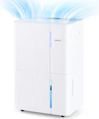 Produktbild von COSTWAY 40 L/Tag Luftentfeuchter, leiser Entfeuchter mit 3 Modi, 24h Timer, LED Anzeige, Kindersicherung & Ablaufschlauch, Dehumidifier auf Rollen