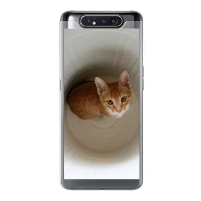 Produktbild von MuchoWow® Handyhülle Schutzhülle Hülle für Samsung Galaxy A80 Katze - Mülleimer - Weiß Silikon Softcase Handy Hülle - Schutzdeckel