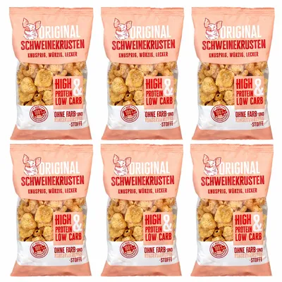 Zdjęcie produktu dla Chrupiące skórki wieprzowe, 100g, opakowanie zawierające 6 sztuk
