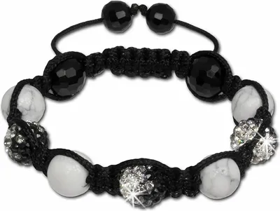 Image de SilberDream Bracelet Shamballa pour femme 18-23cm blanc boules zirconium verre SDA929