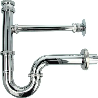 Produktbild von tecuro Röhrengeruchsverschluss mit Leckwasseranschluss - Messing verchromt