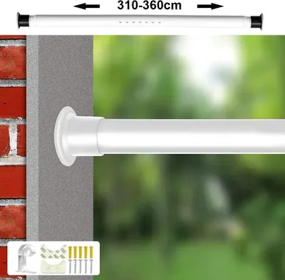 Image de Tringle à rideau de douche télescopique - Tringle à tension - Réglable de 70 à 360 cm - Sans perçage - Antidérapante - Métal - Rose