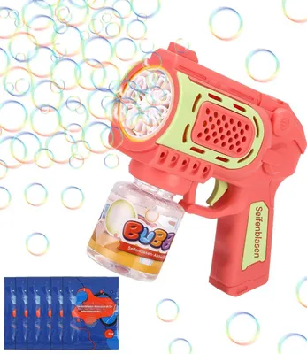 Produktbild von Seifenblasenpistole Elektrische Seifenblasenmaschine mit Licht, rosa, für Partys im Freien,Seifenblasenpistole mit LED-Licht und 150 ml Flüssigseife
