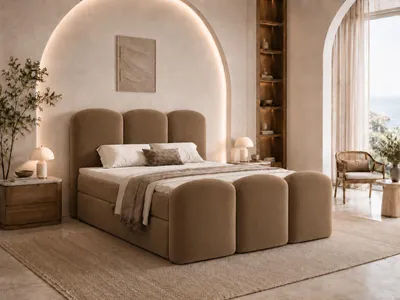 Produktbild von Emlar Boxspringbett Royal 120x200 - Komplett-Set mit Matratze und Topper - Polsterbett mit Bettkästen - Boxspringbett Braun (Magic Velvet 2206)