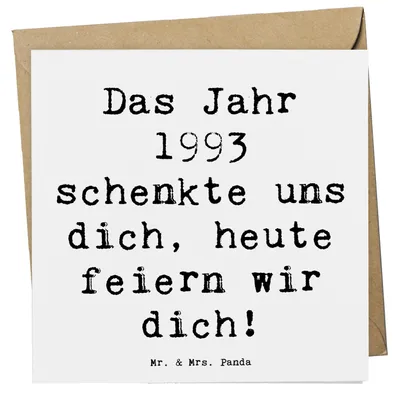 Produktbild von Mr. & Mrs. Panda doppelkarte Spruch 1993 Geburtstag - Weiß - Geschenk, Alter, faltkarte, Klappkarte, feiern, Geburtsjahr, Happy Birthday, anlasskarte, besondere Anlässe